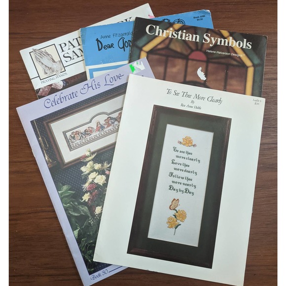 5 Cross Stitch Religious Themed Pattern Books - Picture 1 of 6